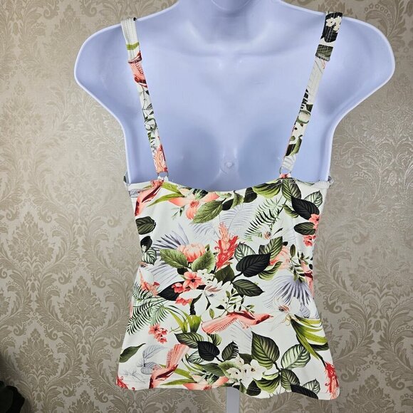 Nip Tuck Swim Size 6 Floral Print Tankini Top Multi Cup Fit Adjustable Straps - Picture 4 of 9